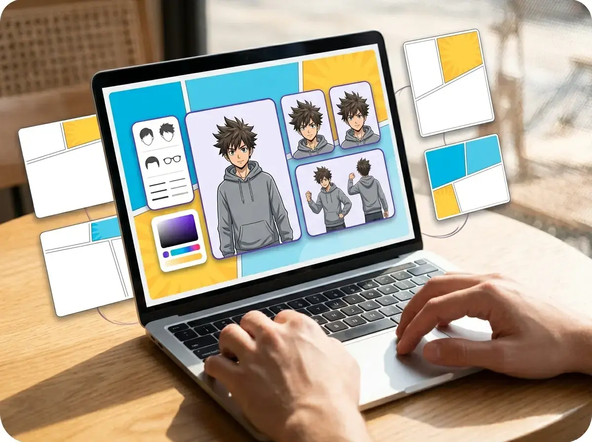 User typing story into Yume Comic's text input