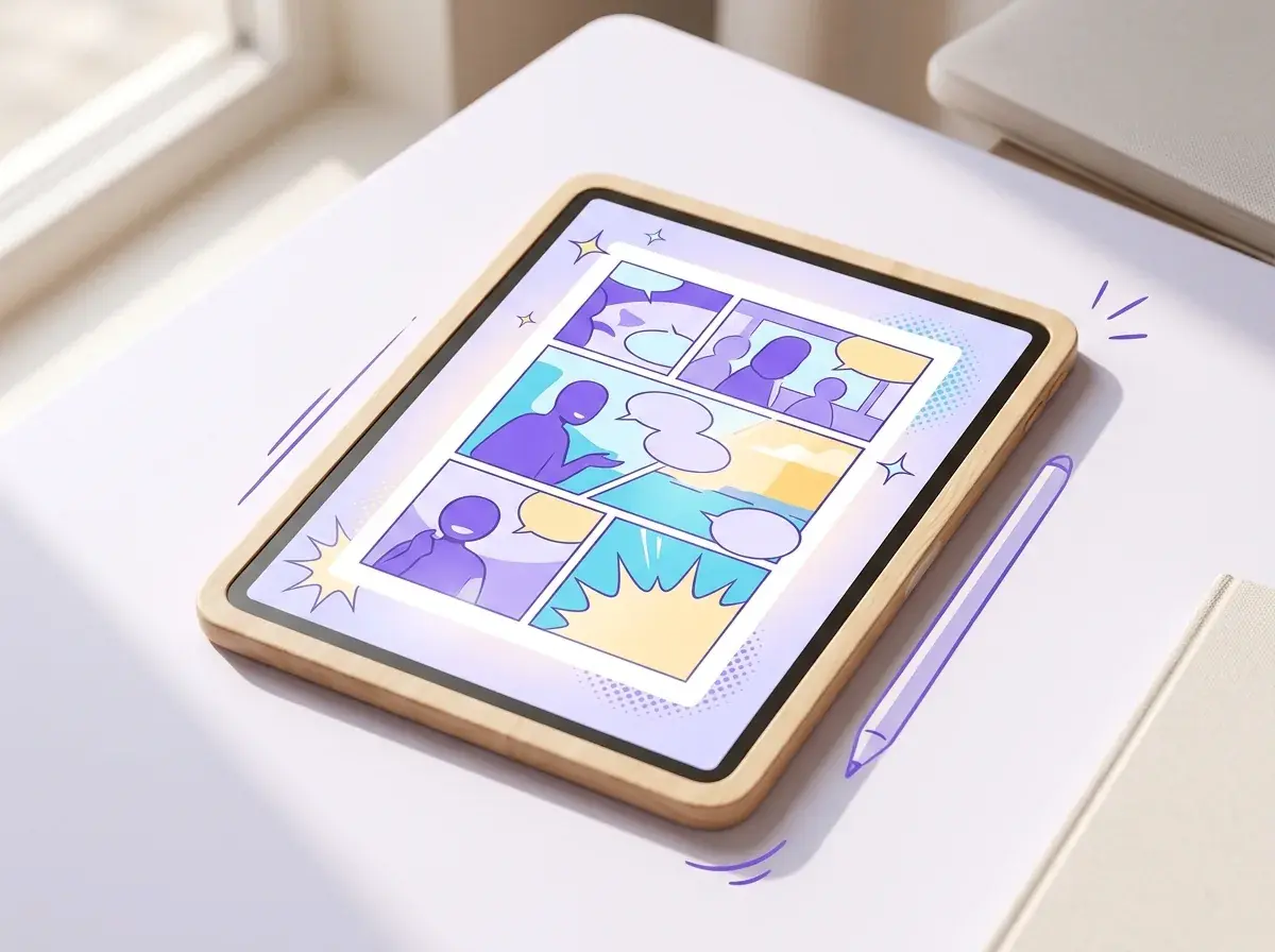 AI cartoon of a person's photo on a phone screen.