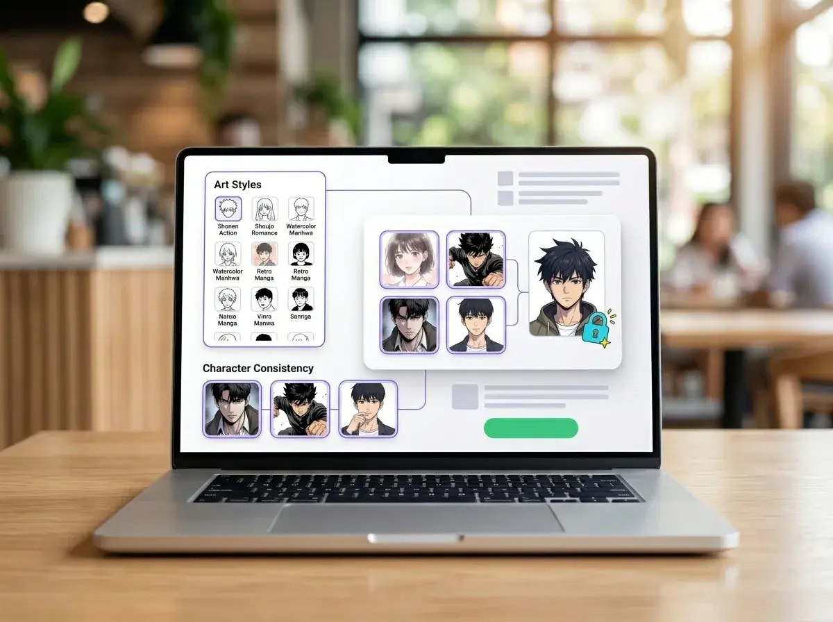 Style selection and character reference options