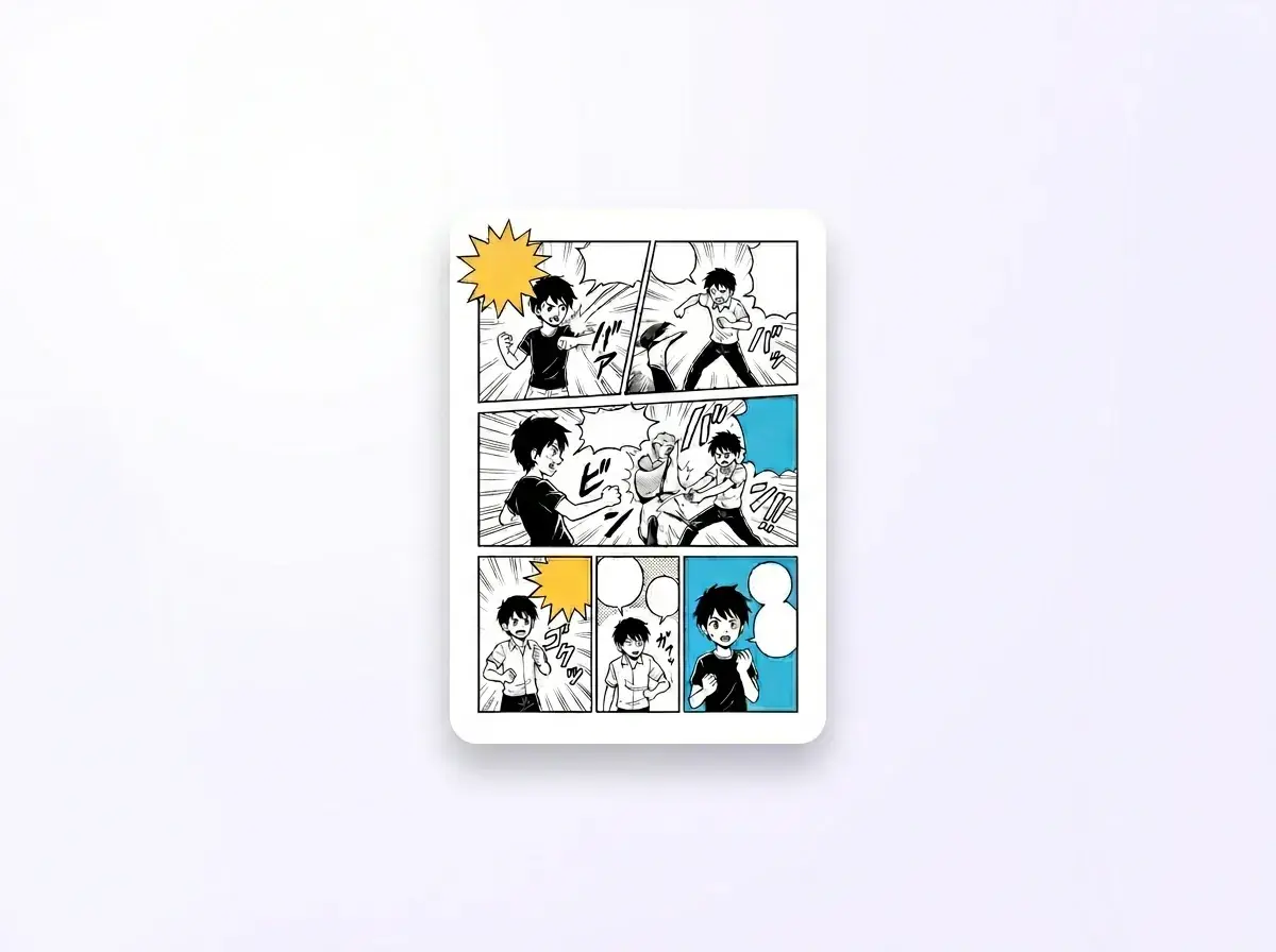 Generated manga page with download options